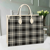 Clan Menzies Black & White Ancient Tartan Leather Bag VV96 Clan Menzies Tartan Today
